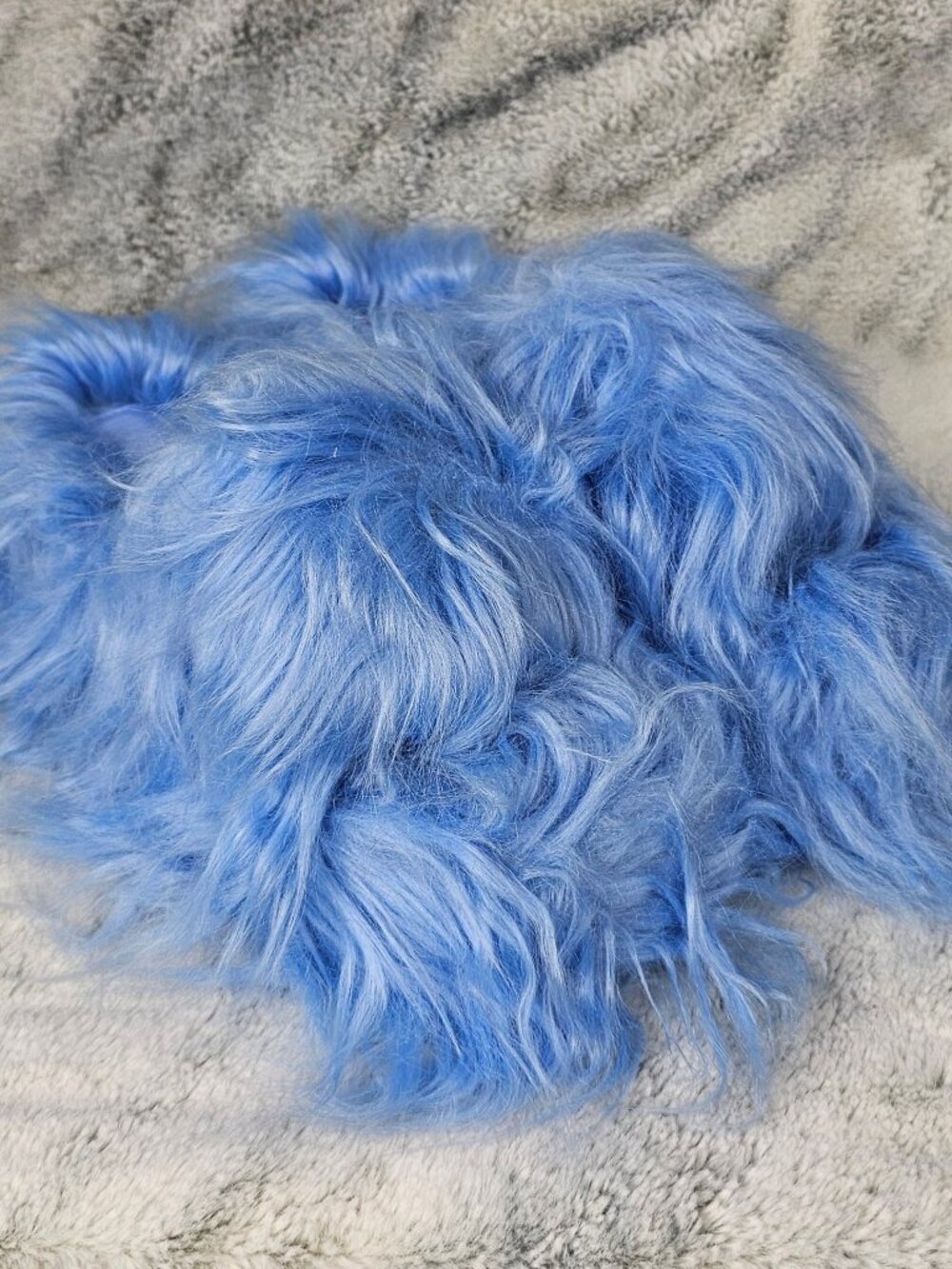 Dolls Kill Current Mood 10 Faux Fur Blue Platform Slides Case of the Grumpies
